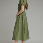 Olive Smock Waist Midi, Detail - Entro
