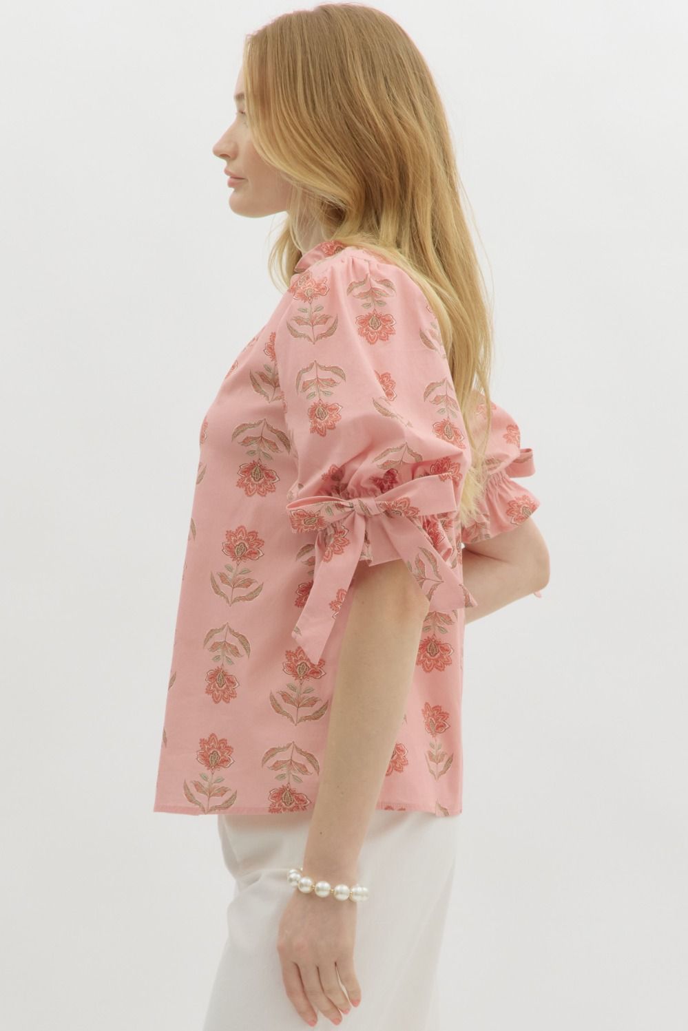 Bubble Sleeve Floral Blouse