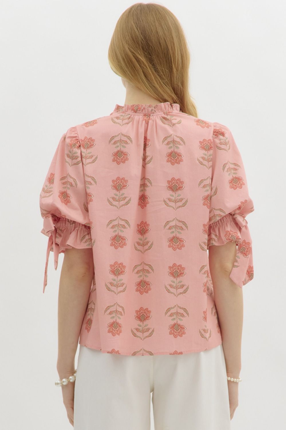 Bubble Sleeve Floral Blouse
