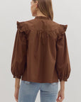Flutter Shoulder 3/4 Sleeve Blouse