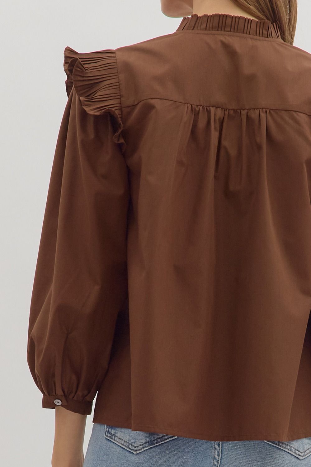 Flutter Shoulder 3/4 Sleeve Blouse