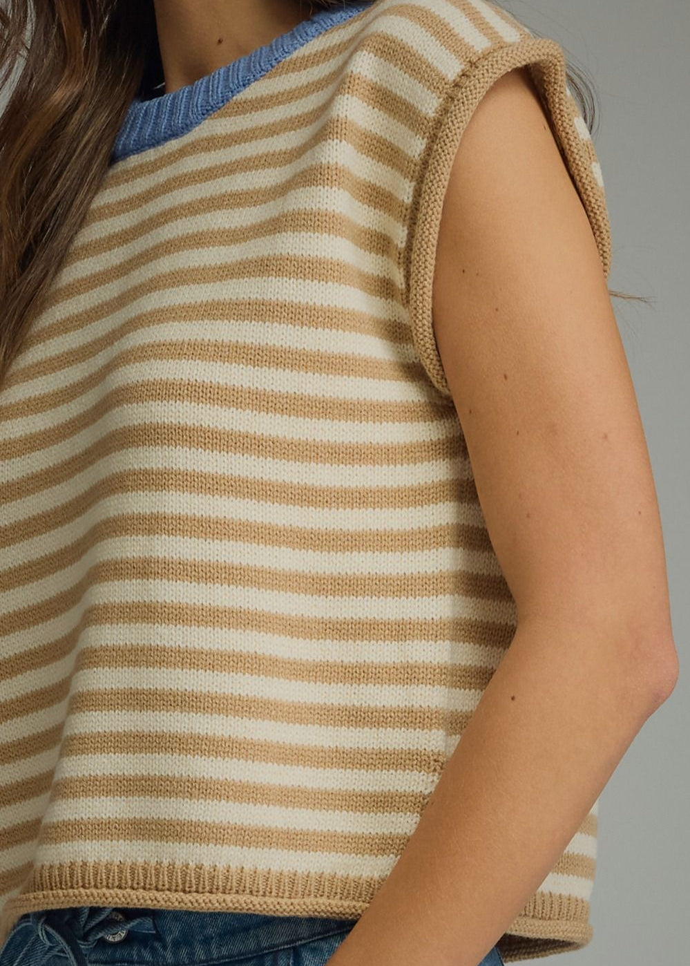 Stripe Contrast Neck Sweater