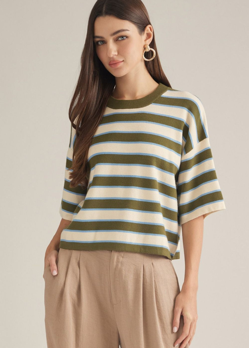 Blue Green Stripe Tee - Entro