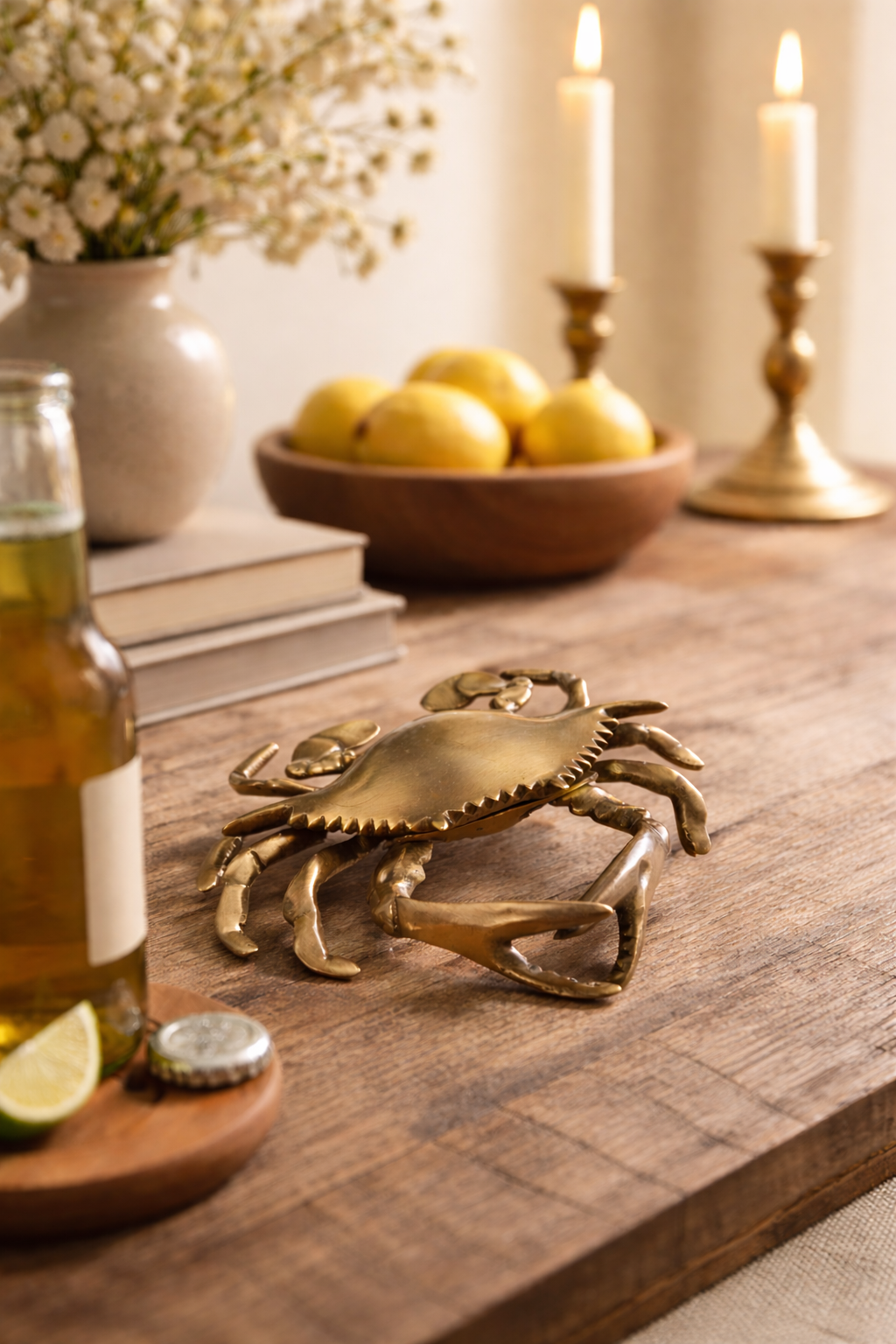 Antiqued Brass Blue Crab