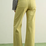 Straight Wide Leg Denim, Olive Mist, Styled - Miou Muse