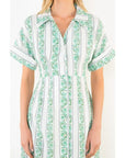 Aqua Floral Stripe Midi