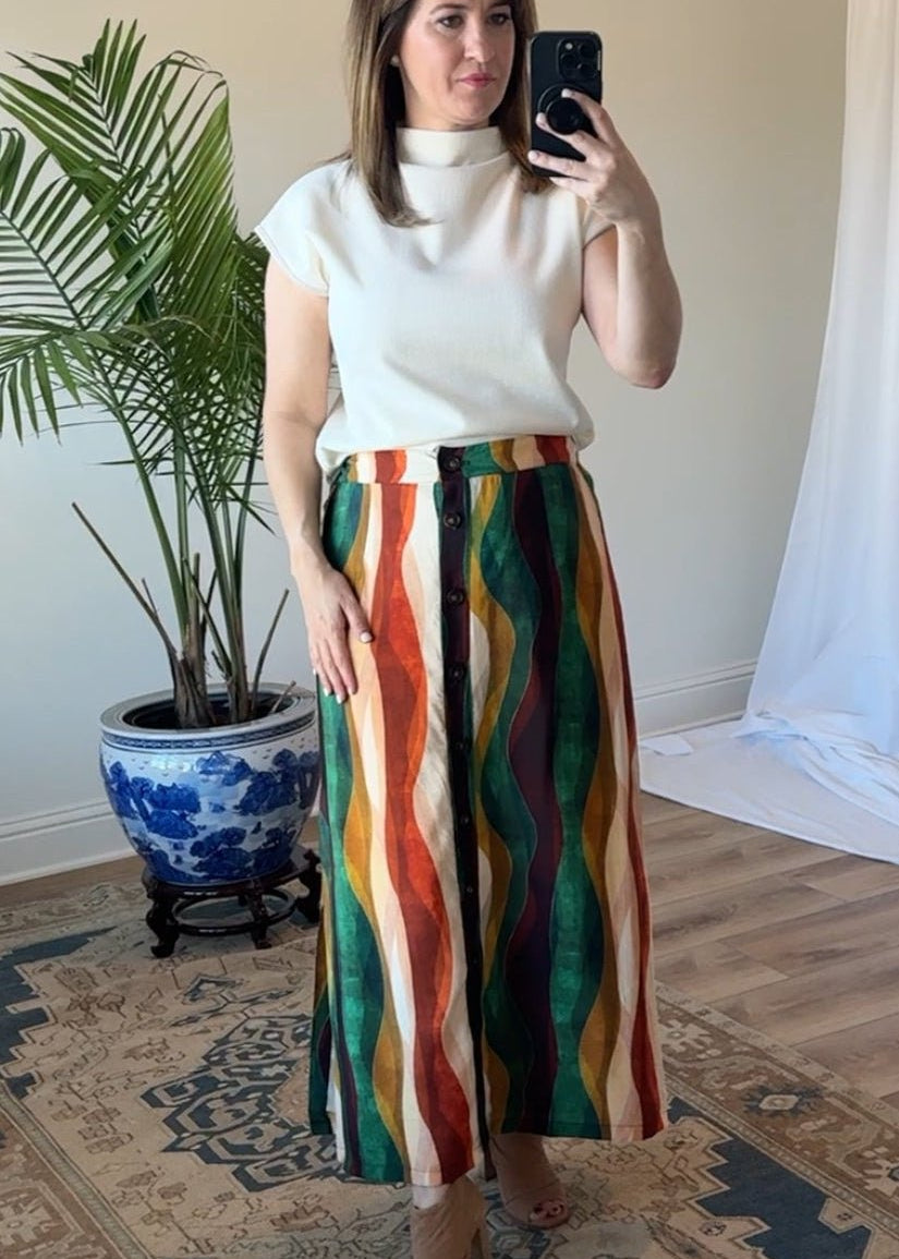 Fall Color Midi Skirt - Chatsworth Boutique
