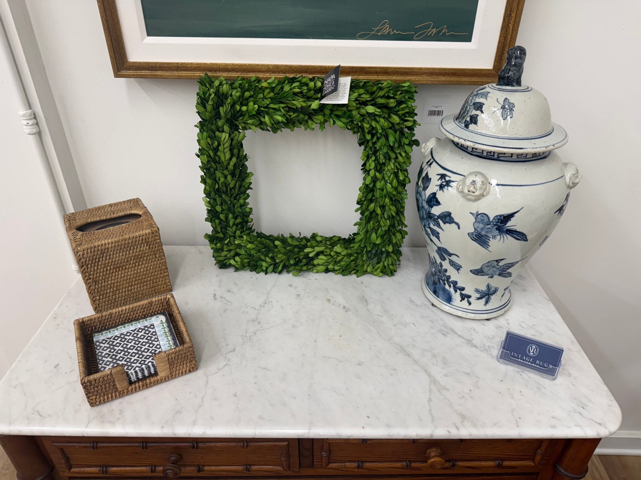 Faux Bamboo Commode w/ Marble Top 1 - Chatsworth Boutique