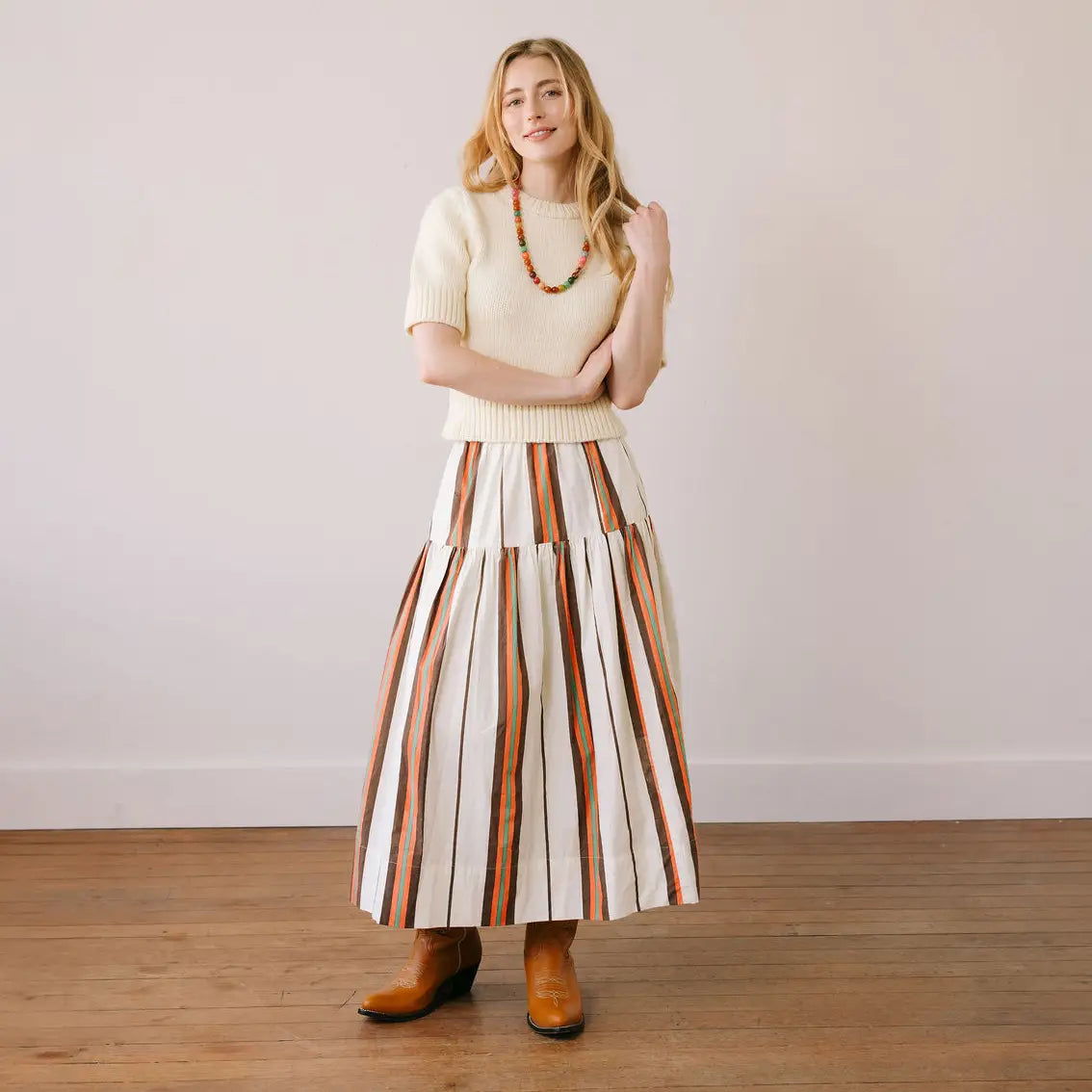 Vintage Stripe Colette Skirt, Detail - Sunshine Tienda
