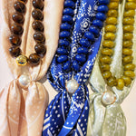 Navy Accented Pearl Paisley Scarf, Styled - The Katie Kollective