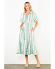 Aqua Floral Stripe Midi