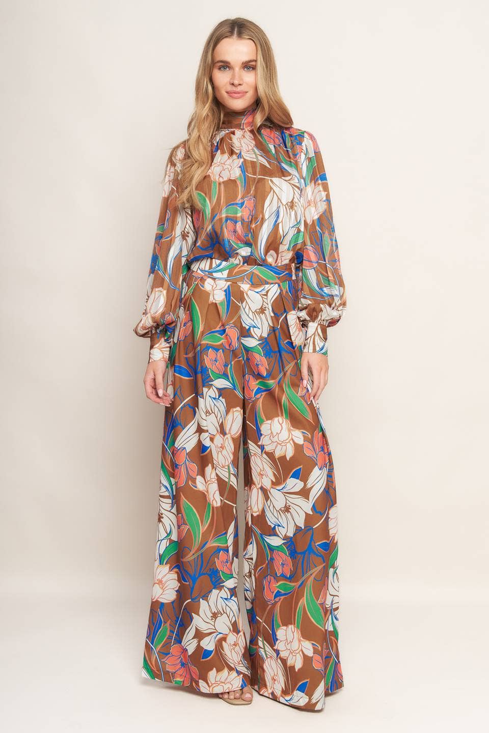 Floral Blouse W/ Tie - Chatsworth Boutique
