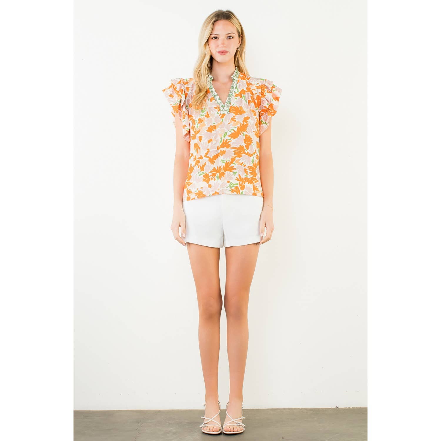 Flowy Sleeve V - Neck Top - Chatsworth Boutique