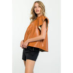 Flutter Sleeve Leather Top - Chatsworth Boutique