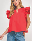 Flutter Sleeve Poplin Top - Chatsworth Boutique