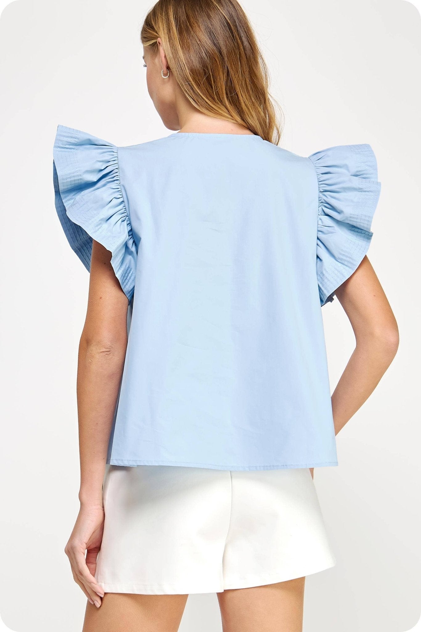Flutter Sleeve Poplin Top - Chatsworth Boutique