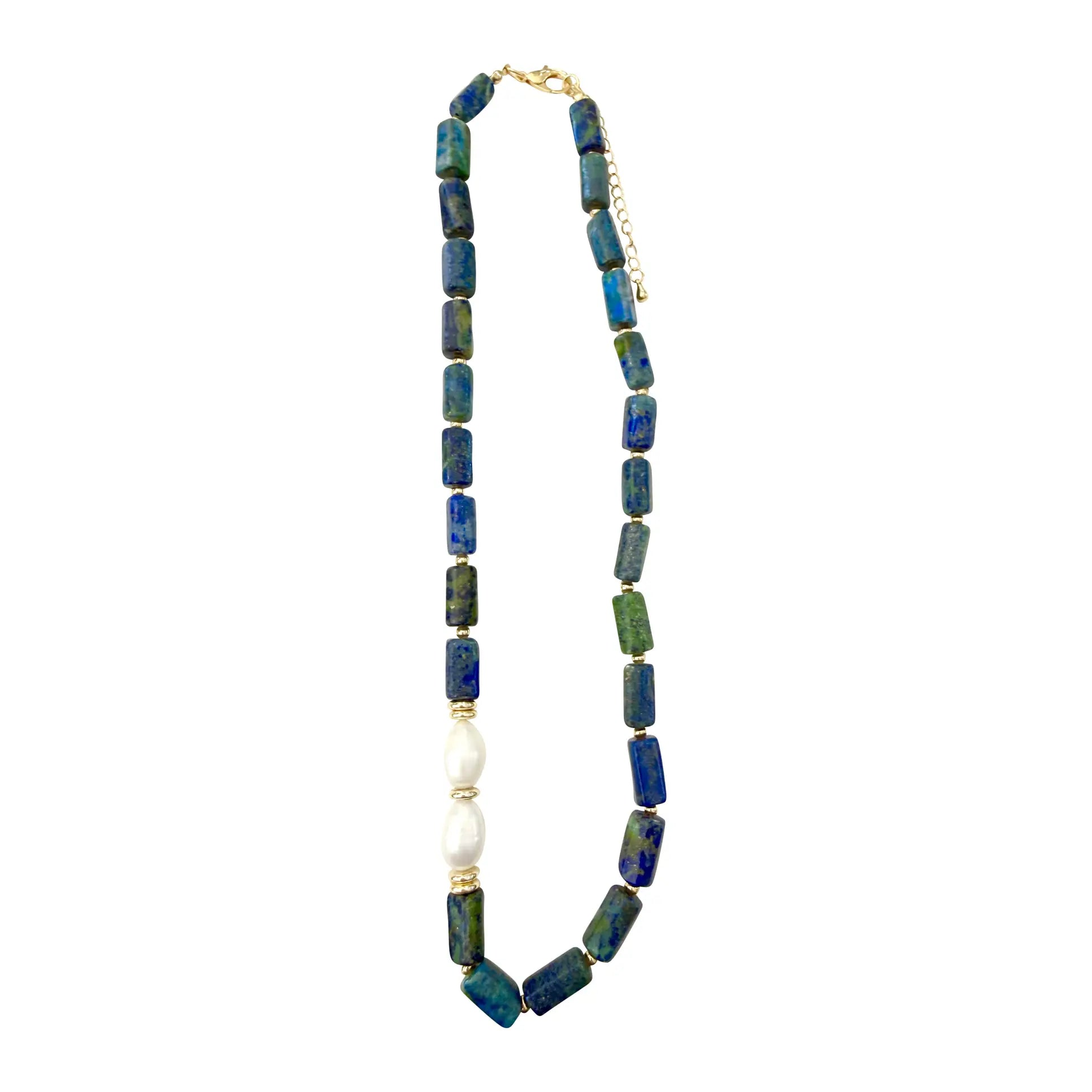 Cloud Beaded Necklace Blue/Green, Gemelli - front view
