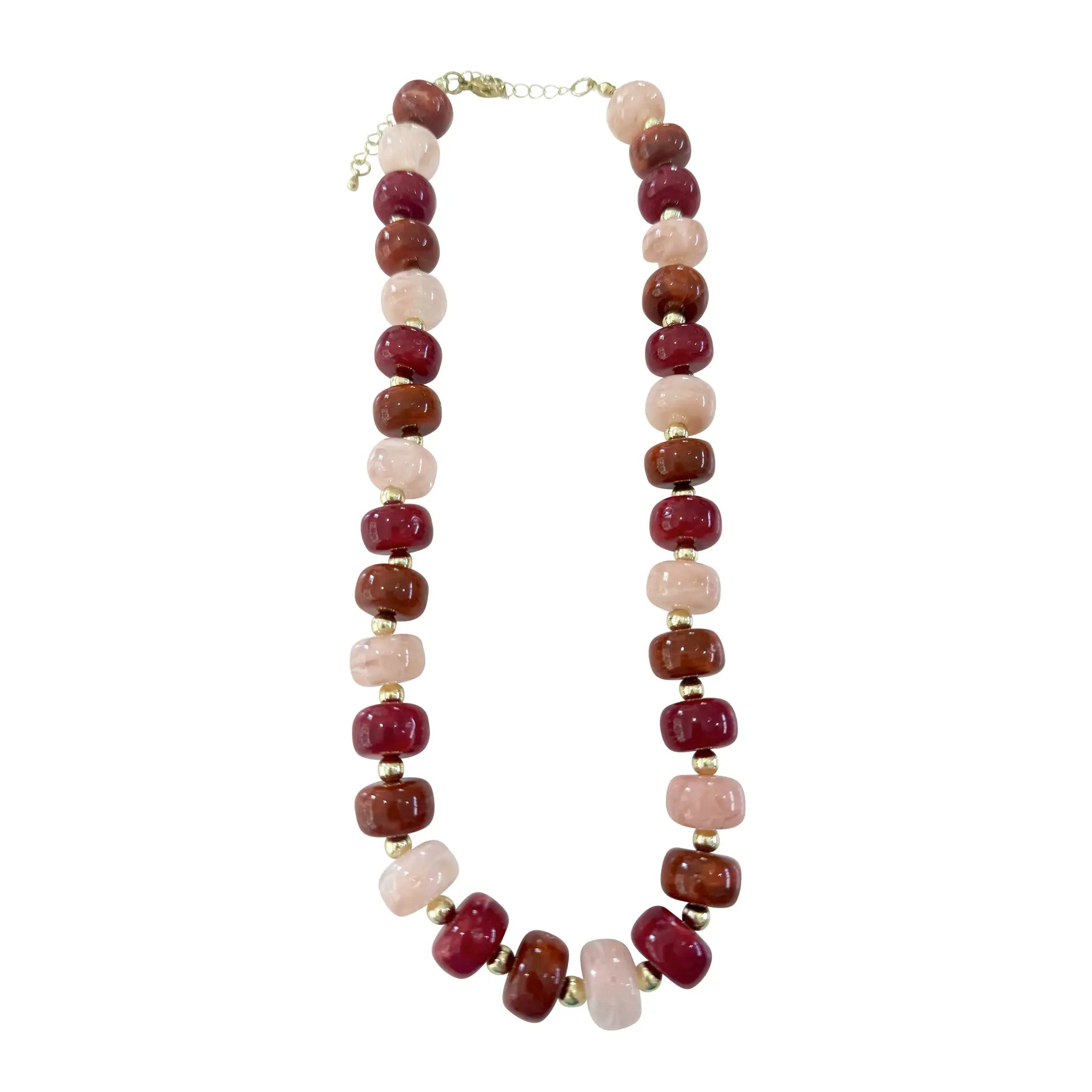 Kenny Beaded Necklace Maroon, Gemelli - front view