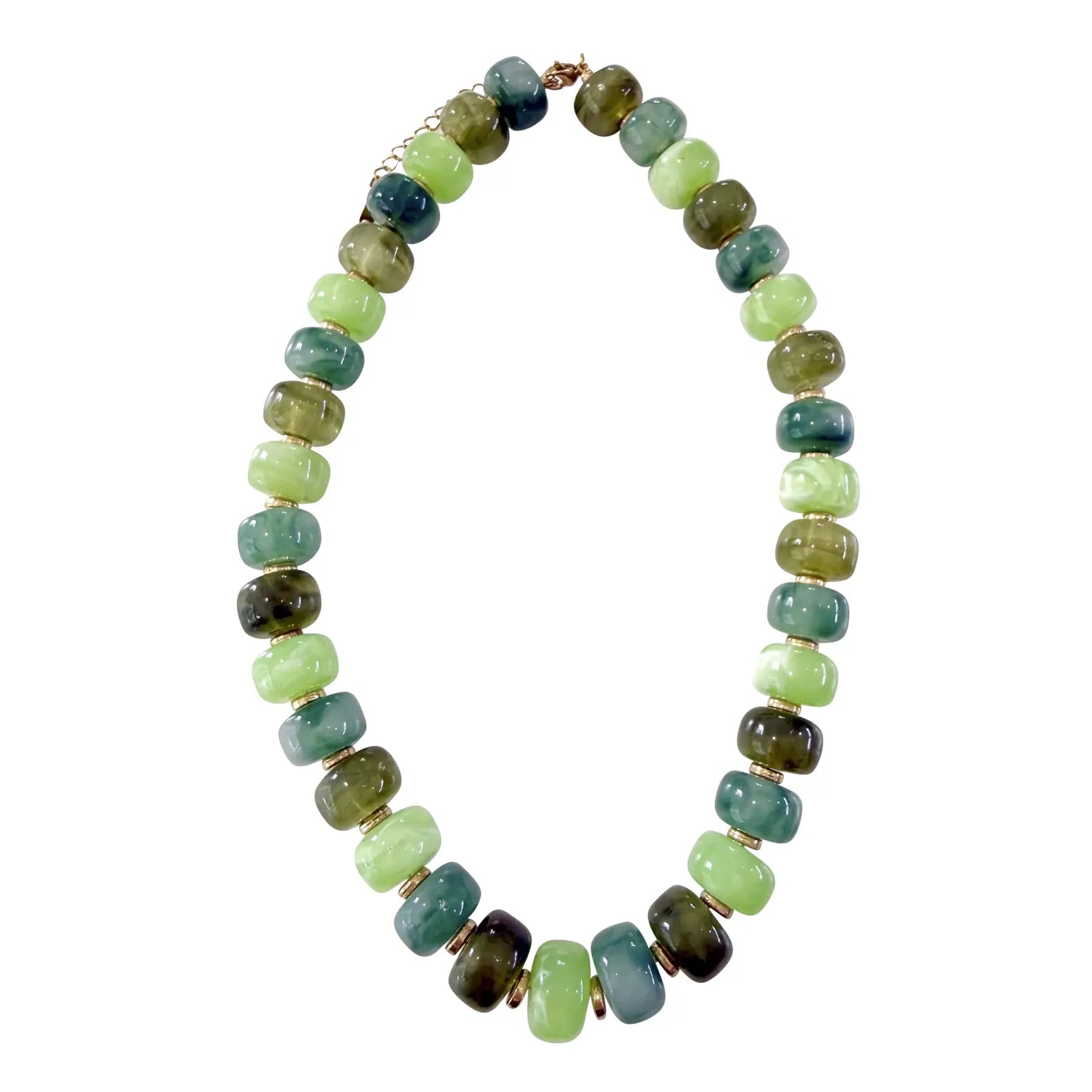 Morris Beaded Necklace Green, Gemelli - front view