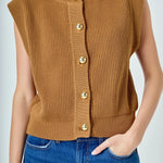 Gold Button Sweater Vest - Chatsworth Boutique