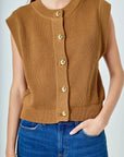 Gold Button Sweater Vest - Chatsworth Boutique