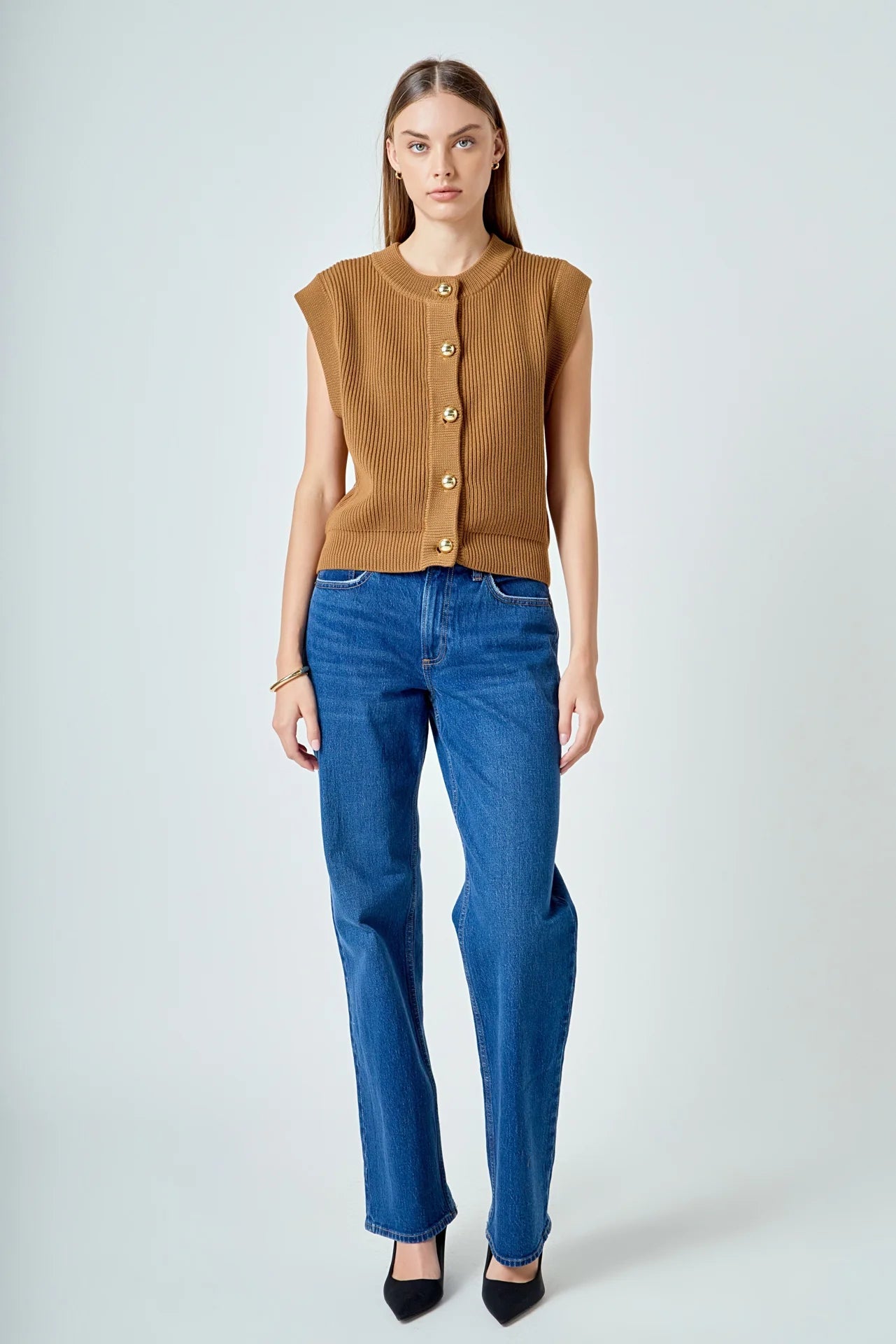 Gold Button Sweater Vest - Chatsworth Boutique