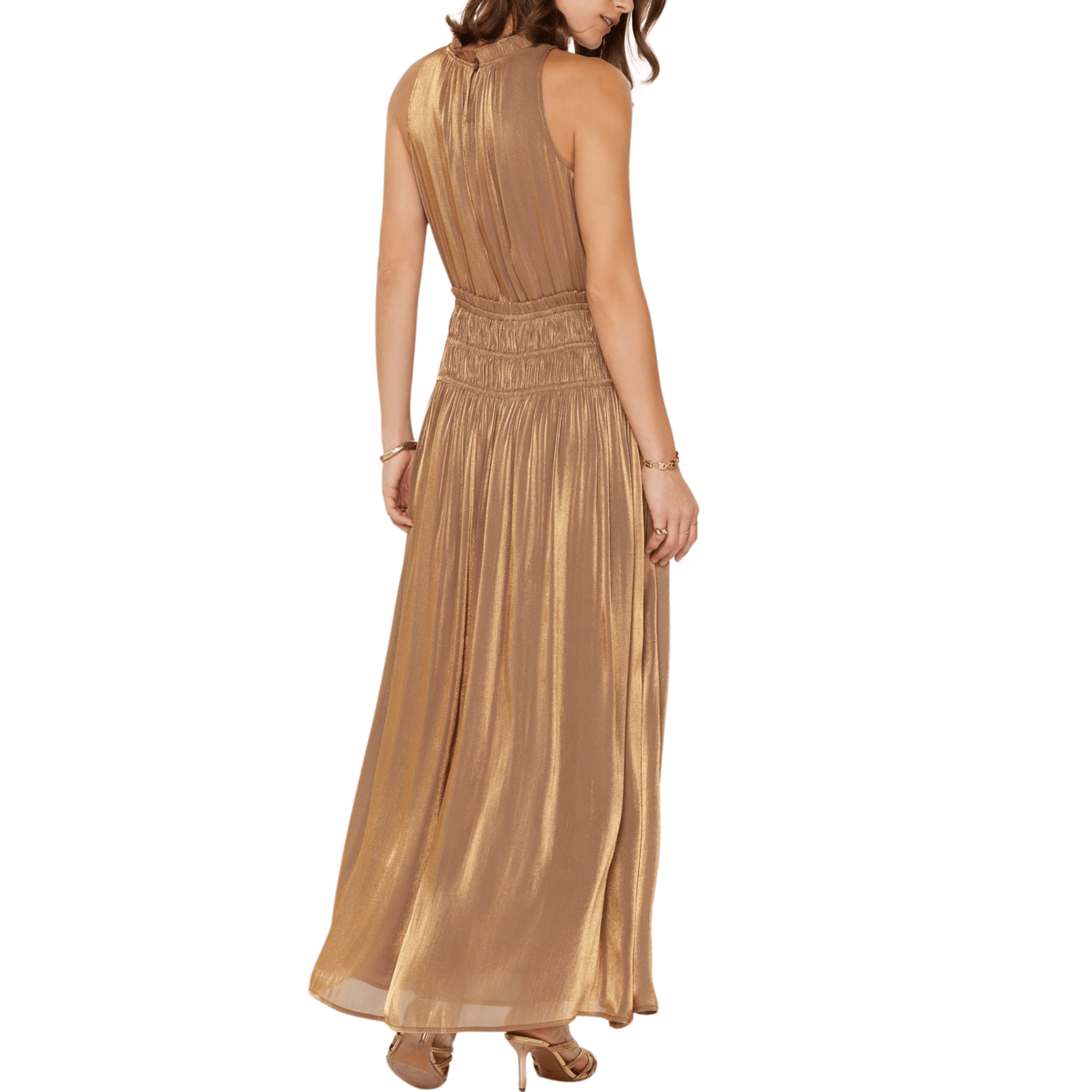 Gold Halter Dress - Chatsworth Boutique