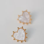 Gold Studded Pink Tortoise Valentines Heart Earrings - Chatsworth Boutique