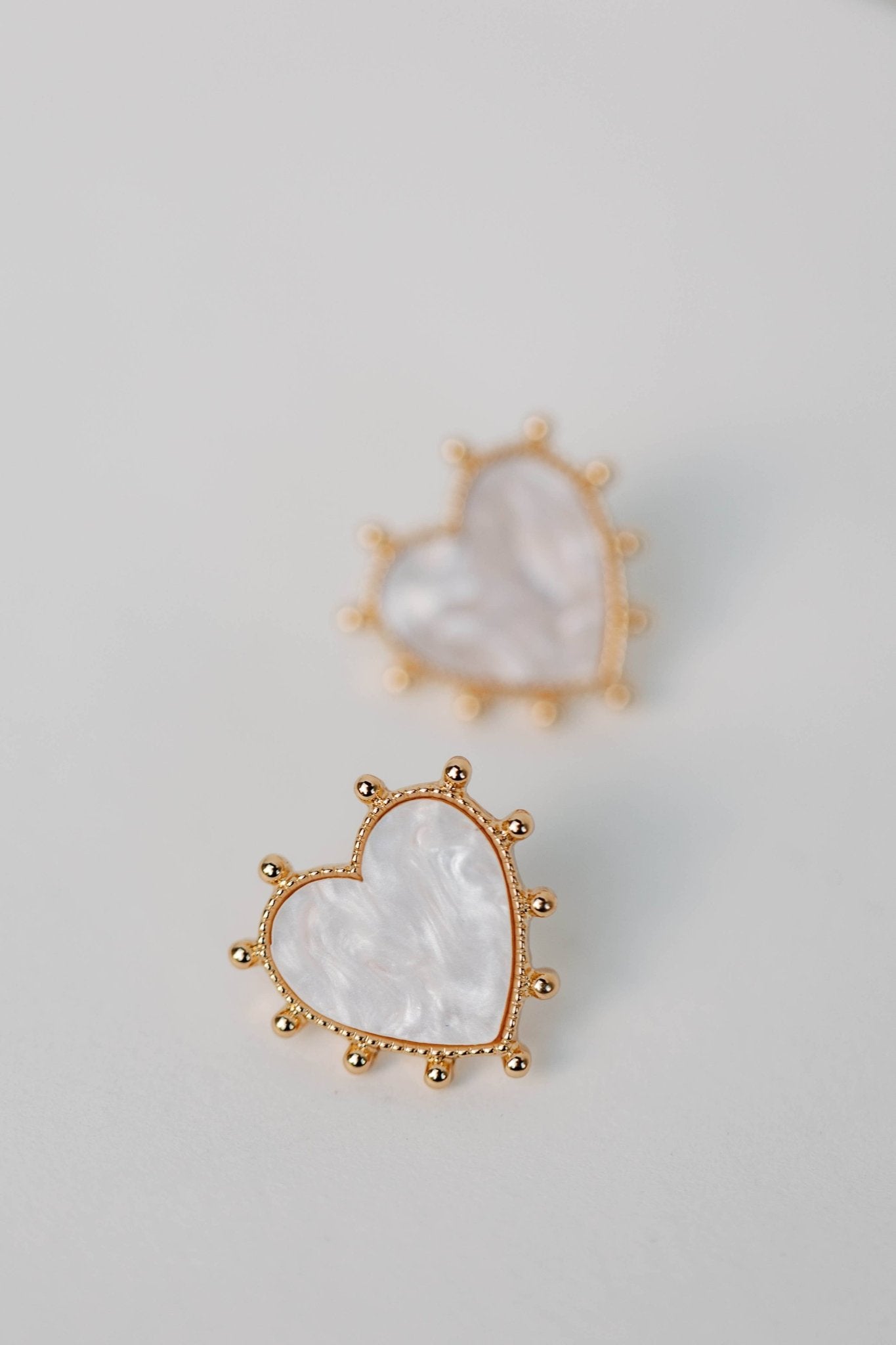 Gold Studded Pink Tortoise Valentines Heart Earrings - Chatsworth Boutique