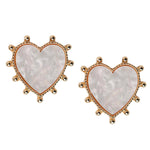 Gold Studded Pink Tortoise Valentines Heart Earrings - Chatsworth Boutique