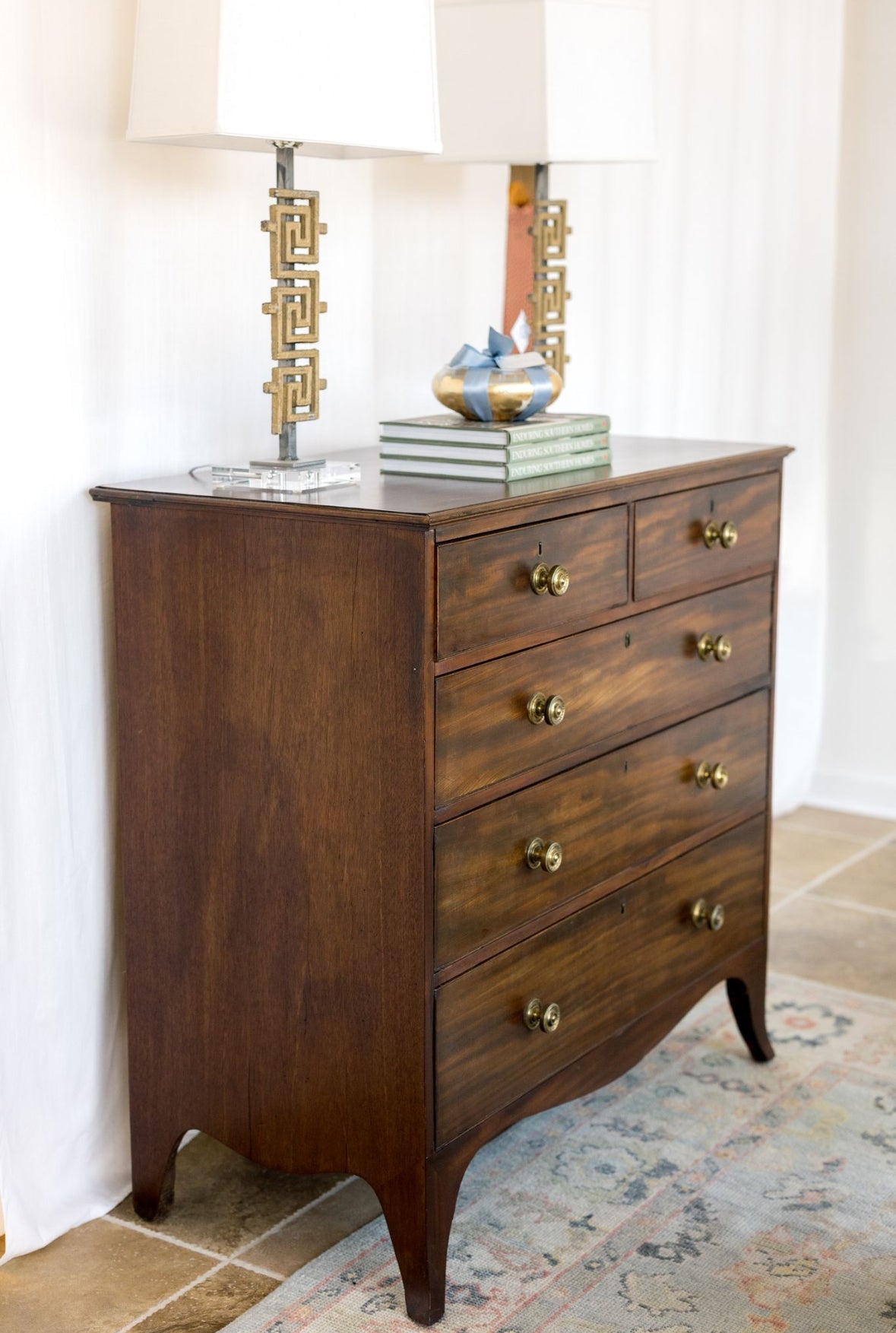 Greek Key Lamps w/ shades (pair) - Chatsworth Boutique