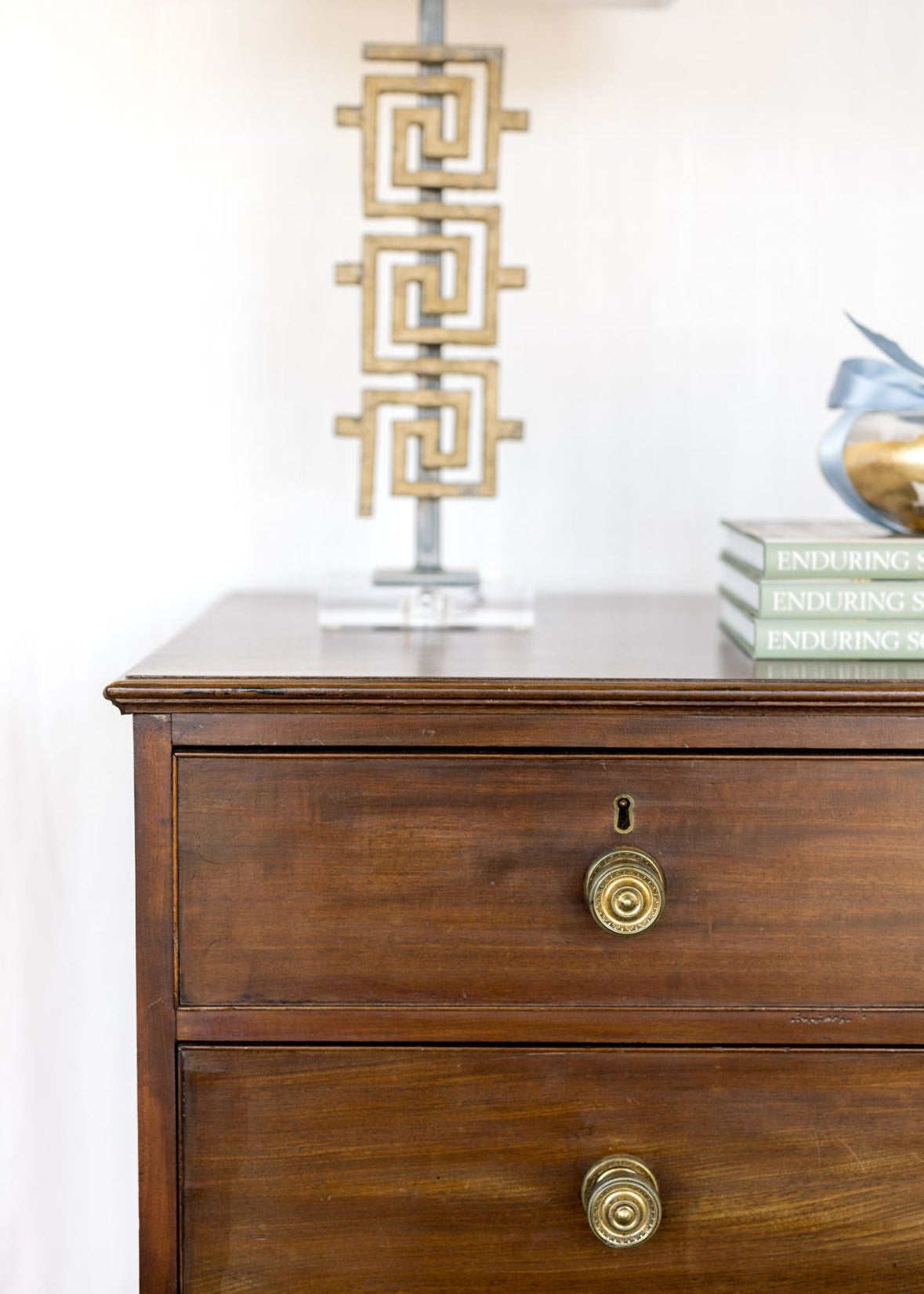 Greek Key Lamps w/ shades (pair) - Chatsworth Boutique