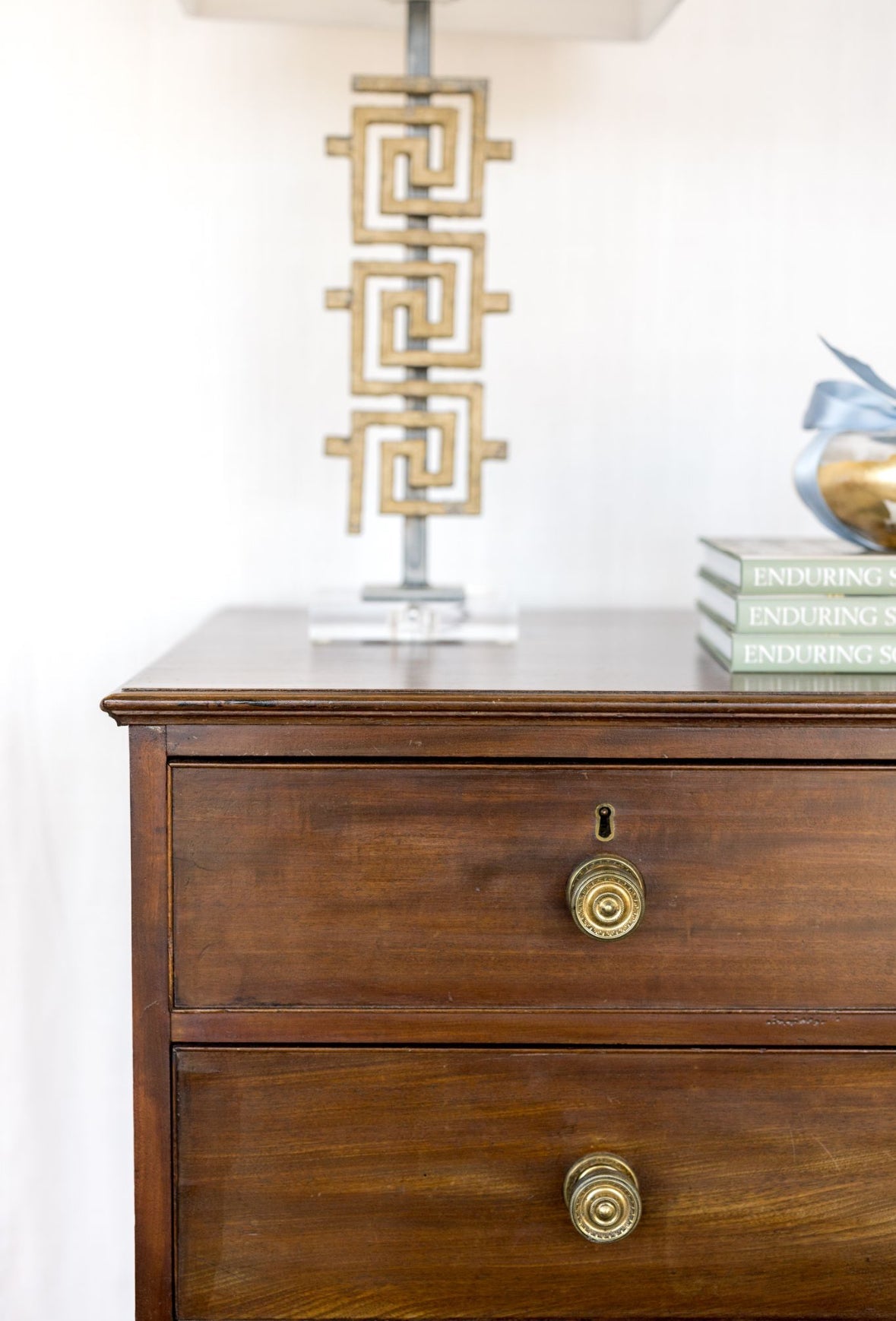 Greek Key Lamps w/ shades (pair) - Chatsworth Boutique