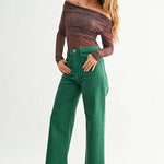 Green Wide Leg jeans - Chatsworth Boutique