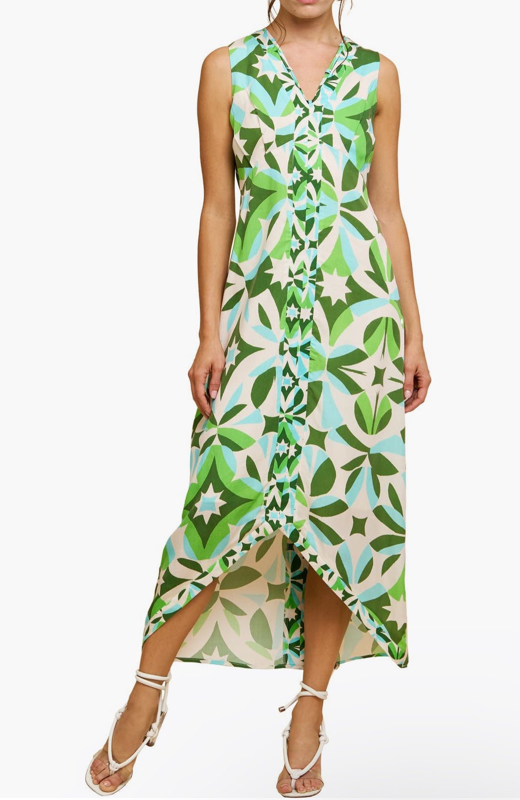 Green/Teal Multi Dress - Chatsworth Boutique