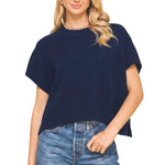 Solid Sweater Vest Blouse Navy - PINCH