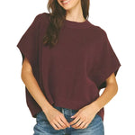 Solid Sweater Vest Blouse Eggplant - PINCH