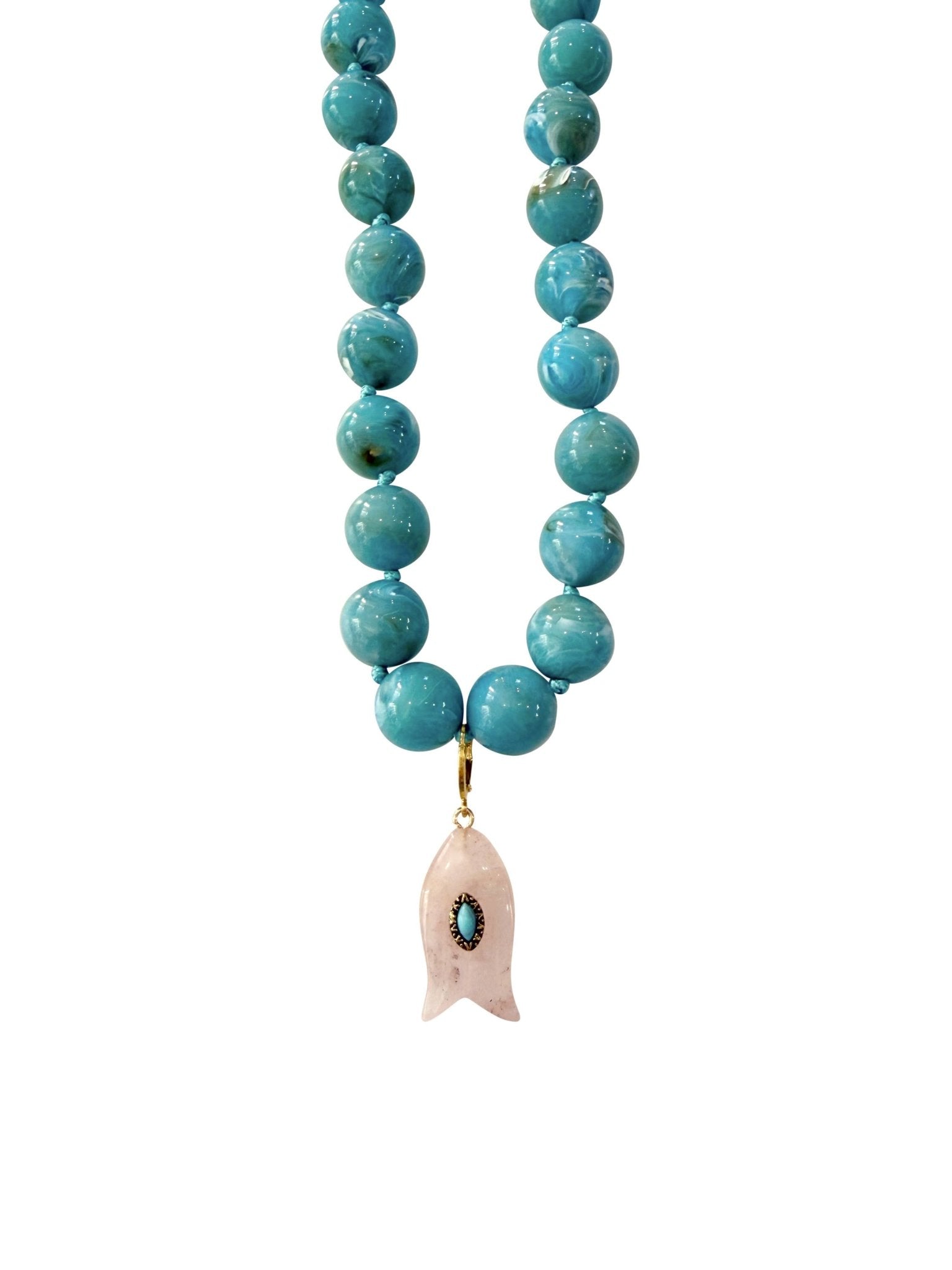 Kiawah Beaded Fish Charm Necklace - Turquoise - Chatsworth Boutique