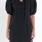 Laced Up Puffed Sleeve Mini Dress - Chatsworth Boutique