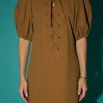 Laced Up Puffed Sleeve Mini Dress - Chatsworth Boutique