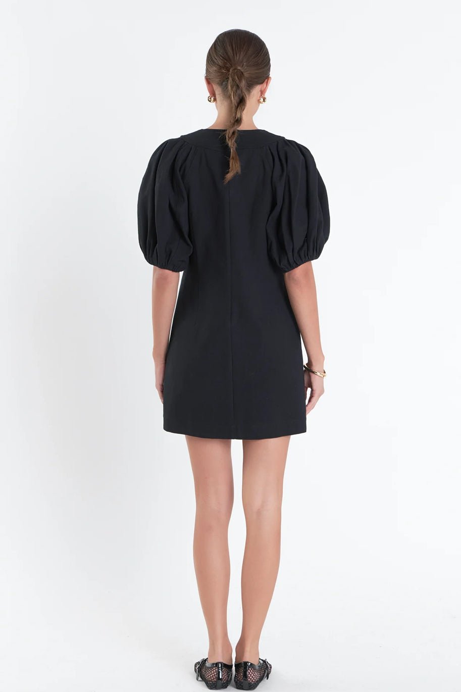 Laced Up Puffed Sleeve Mini Dress - Chatsworth Boutique