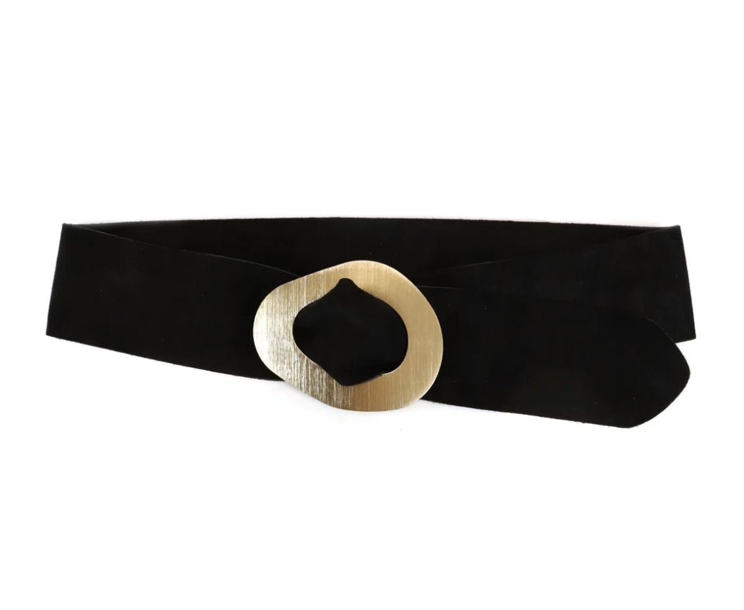 Leather Belt W/ Gold Buckle - Chatsworth Boutique