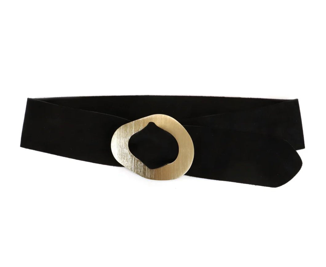 Leather Belt W/ Gold Buckle - Chatsworth Boutique