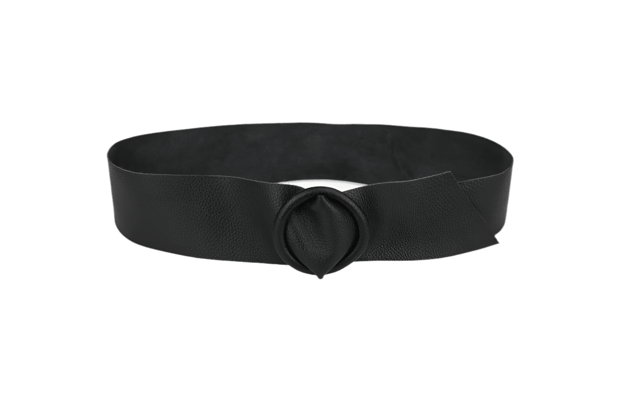 Leather Belt W/ Round Leather Buckle - Chatsworth Boutique