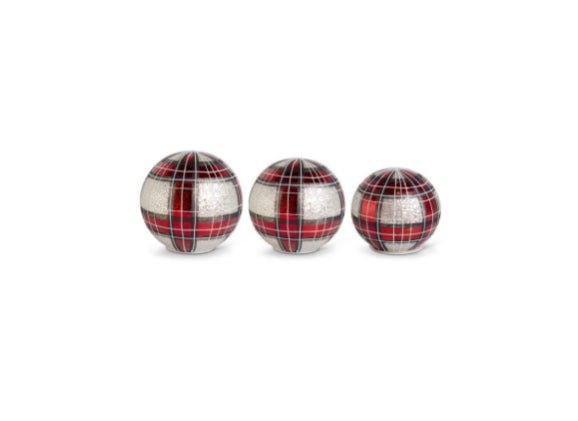 LED Plaid Glass Globes w/ Timers - Chatsworth Boutique