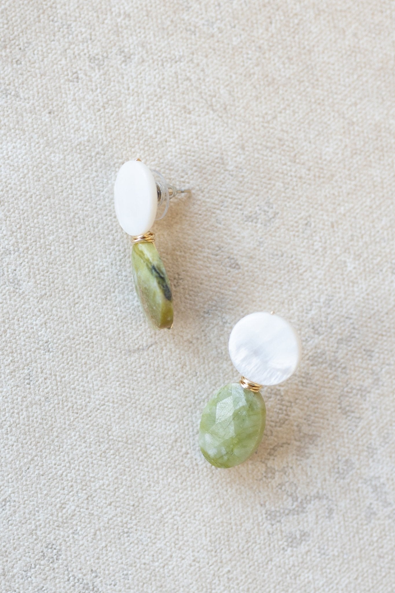 Lemon Jade &amp; Freshwater Pearl Drop Earrings - Chatsworth Boutique