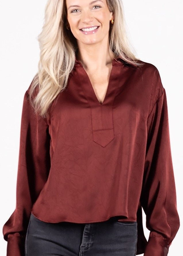 Lilah Bordeaux Blouse - Chatsworth Boutique