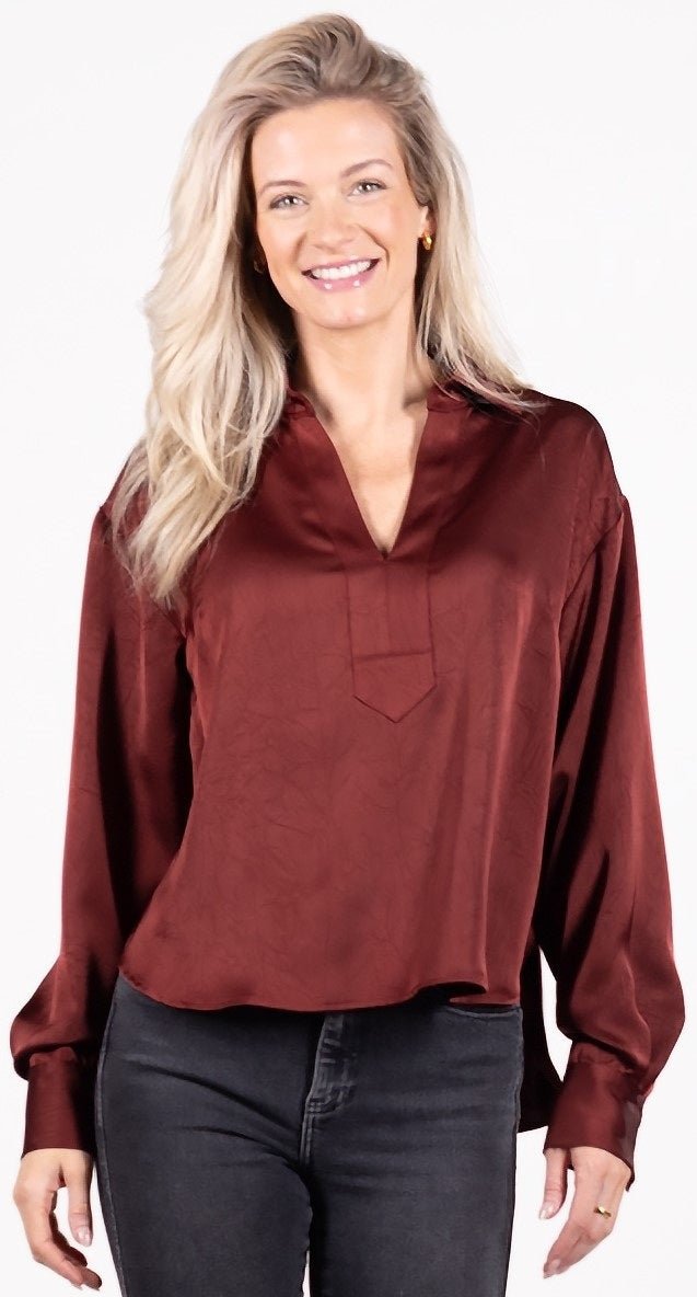 Lilah Bordeaux Blouse - Chatsworth Boutique