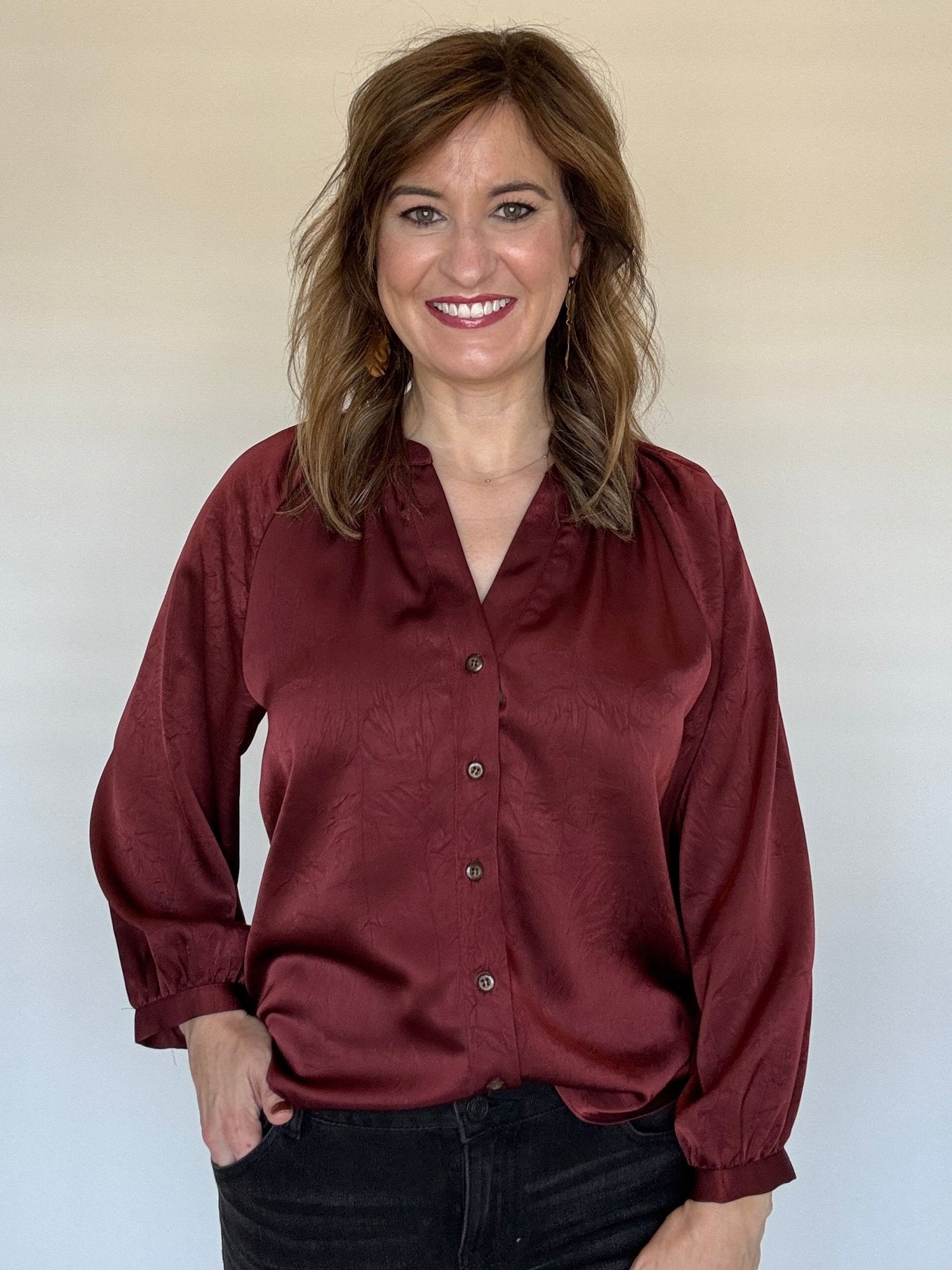 Lilah Bordeaux Blouse - Chatsworth Boutique