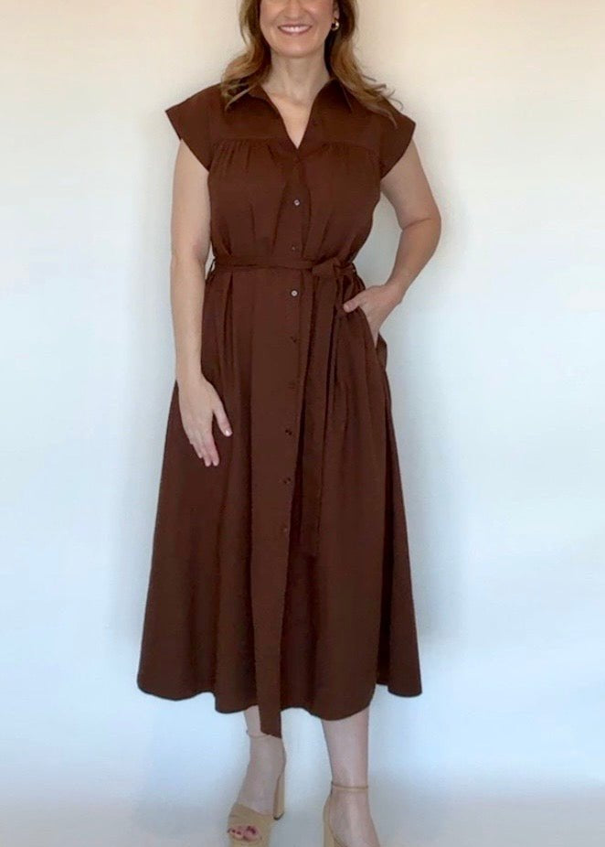 Linen Belted Midi Dress - Chatsworth Boutique